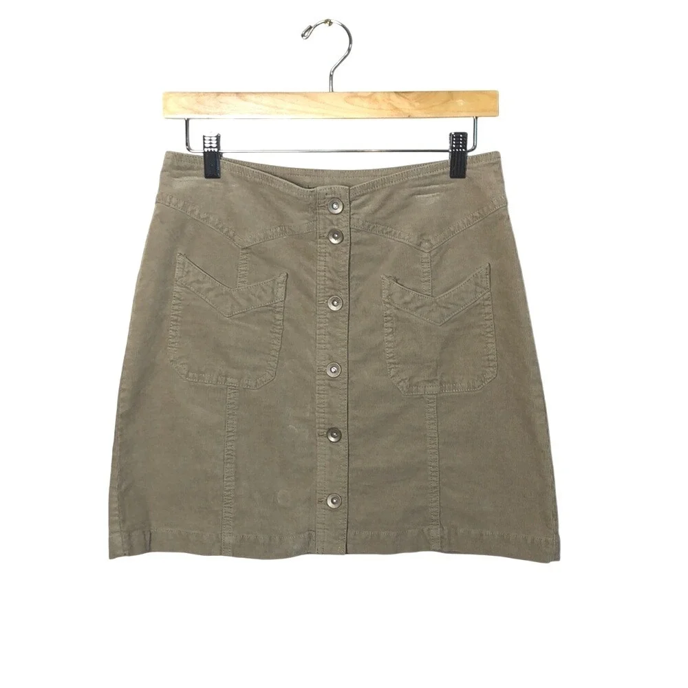 SIGNATURE STUDIO Women's 6 Taupe Corduroy Mini Skirt Classic Western Cowgirl NEW